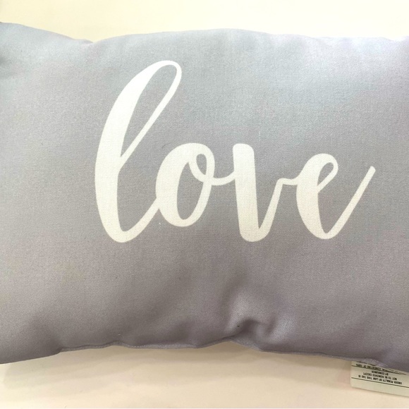 Gray White Farmhouse Shabby-Chic Rectangular Love Accent Throw Pillow 18 x 12 - Picture 3 of 4